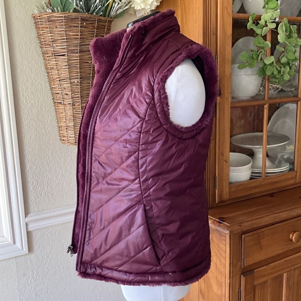 Original Nicole Miller Reversible Faux Fur Puffer Full Zip Vest Women’s M EUC - Picture 8 of 12